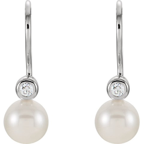 Earrings > Diamond > .03 CTW > & > Pearl > Cultured > Akoya