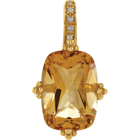 Pendant > Citrine & Diamond > Genuine