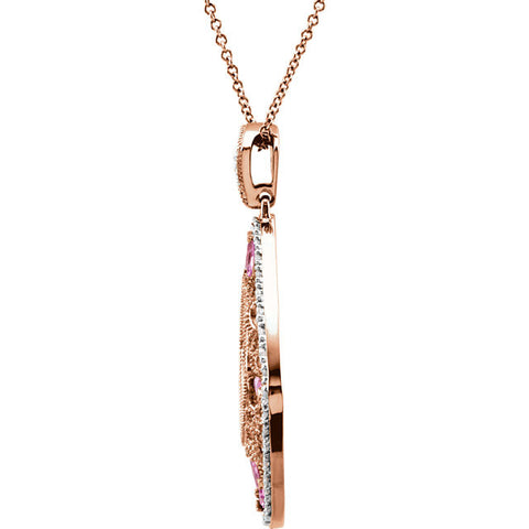 Pendant > Diamond > CTW > 1/Sapphire & 1 > Pink > Yellow > 14kt