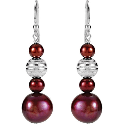 Earrings > Dangle > Pearl > Dyed > Cultured > Freshwater