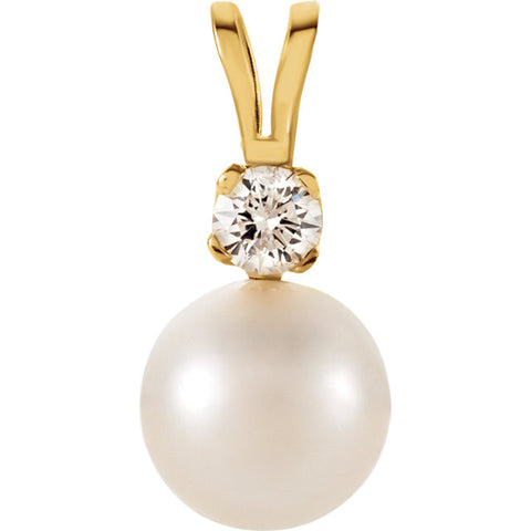 Pendant > Diamond > .10 CTW > & > Pearl > Cultured > Akoya