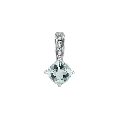 Pendant > Aquamarine & Diamond > Genuine