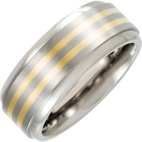 Inlay > Yellow > 14kt > with > Band > Titanium > 8.0mm