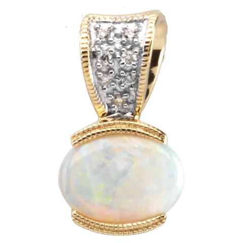 Pendant > Diamond > .04 CTW > & > Opal