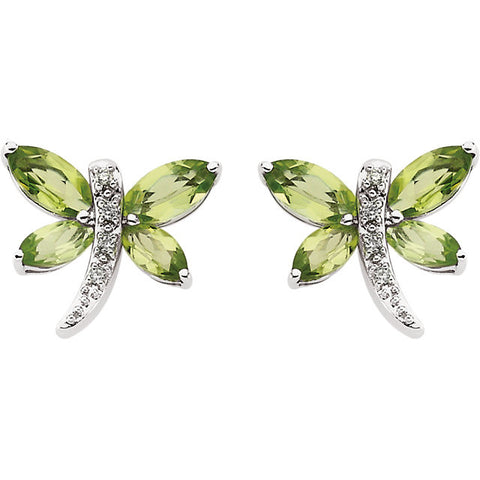 Earrings > Diamond > .04 CTW > & > Peridot