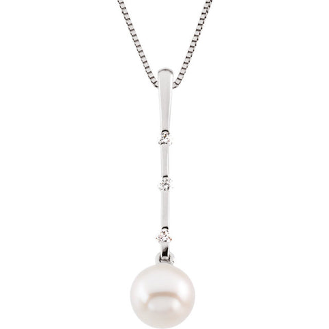 Necklace > Diamond > .09 CTW > & > Pearl > Cultured > Freshwater > 7.5mm