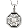 Necklace > 18" > Diamond > .05 CTW > & > Pearl > Cultured > Freshwater