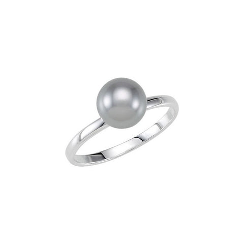 Ring > Pearl > Glass > 8.0mm > Grey > Stackable