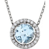Necklace > 16" > Diamond > .06 CTW > & > Sapphire > Blue