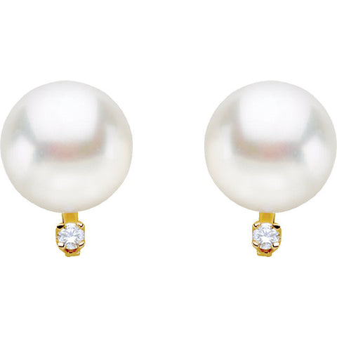 Earrings > Diamond > .02 CTW > & > Pearl > Freshwater > 6-6.9mm