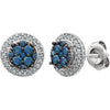 Earrings > Halo > Blue & White > Diamond > 1/2 CTW