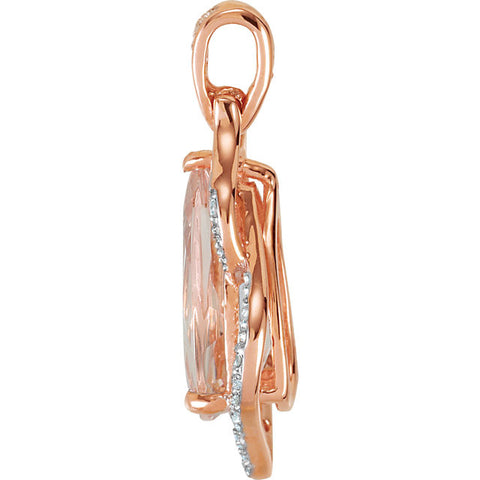 Pendant > Morganite & Diamond > Genuine