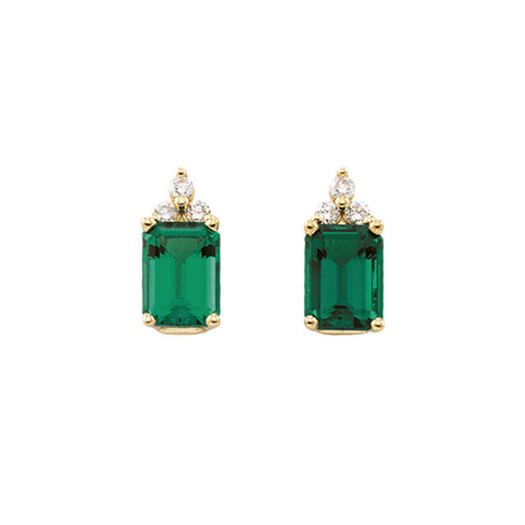 Earrings > Diamond > CTW > 1/Emerald & 1 > Created > Chatham®