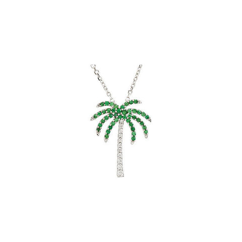 Necklace > Tree > Palm > Diamond > and > Garnet > Tsavorite > Genuine