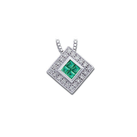 Necklace > Diamond > and > Emerald > Genuine