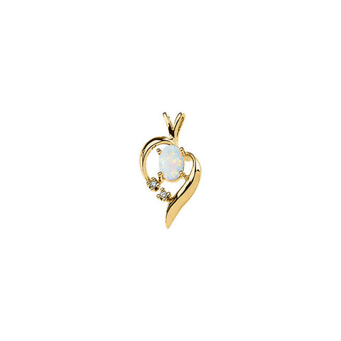 Pendant > Cabochon & Diamond > Opal > Genuine