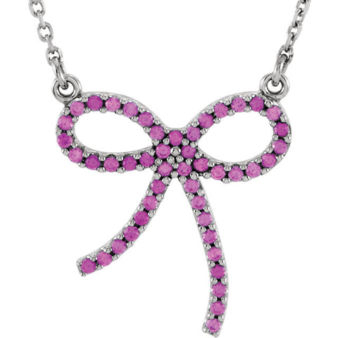 Necklace > Bow > Sapphire > Pink > Genuine