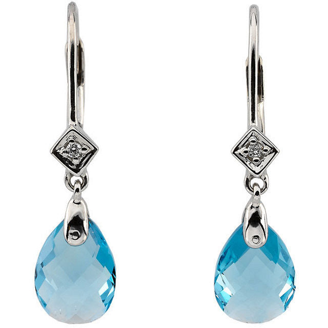 Earrings > Diamond > .025 CTW > & > Topaz > Blue > Swiss