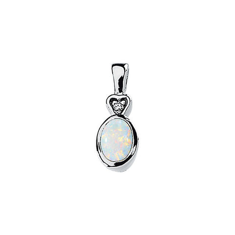 Pendant > Cabochon & Diamond > Opal > Genuine