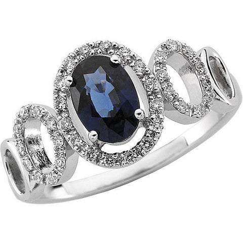 Ring > Sapphire > Blue > Diamond & 7x5mm > 1/6 CTW
