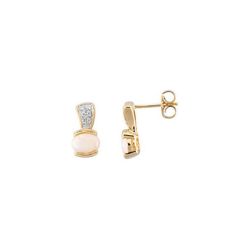 Earrings > Diamond > .07 CTW > & > Opal