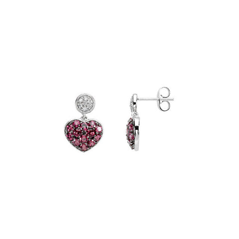 Earrings > Heart > Garnet & Diamond > Brazilian