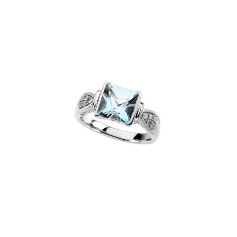 Ring > Diamond > CTW > 1/Aquamarine & 1