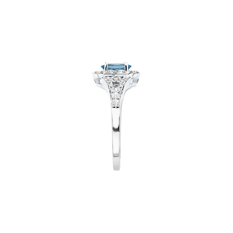Ring > Diamond & Aquamarine > 1/4 CTW