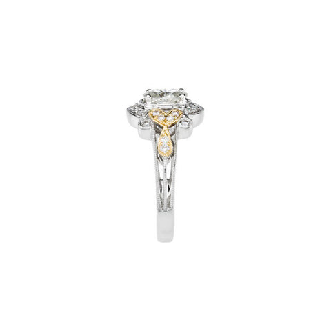 Ring > Moissanite > Created > Diamond & 7x5mm > 1/4 CTW > Two-Tone > 14kt