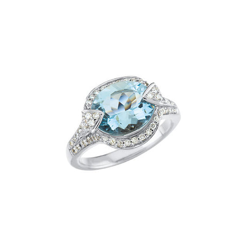 Ring > Aquamarine & Diamond > Genuine