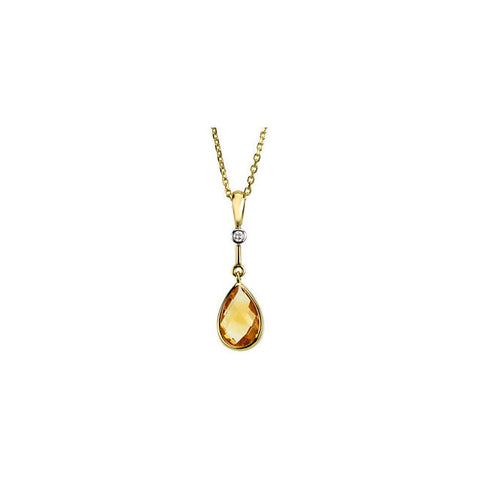 Pendant > Citrine & Diamond > Genuine