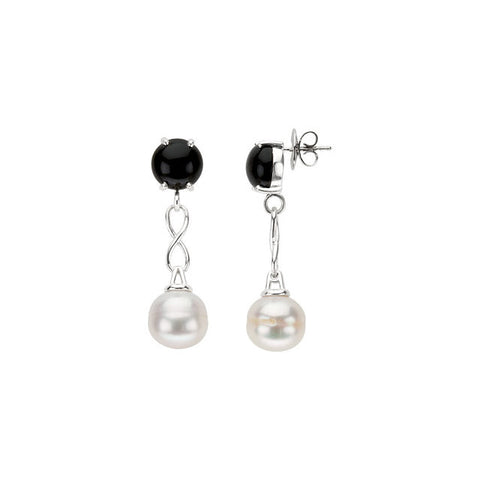 Earrings > Pearl > Cultured > Onyx & Freshwater