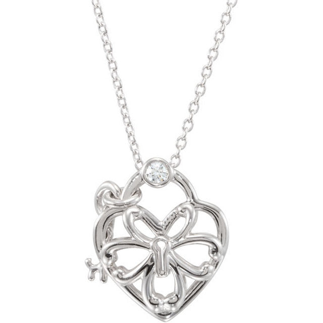 Necklace > 18" > Heart > Diamond > .05 CTW