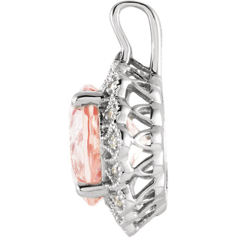 Pendant > Diamond > .08 CTW > & > Morganite > 9mm