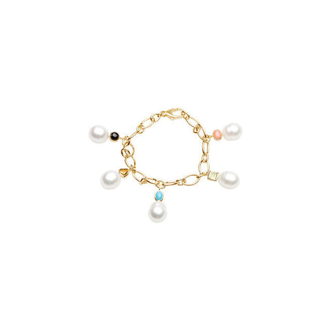Bracelet > Charm > Gemstone > Multi- > & > Pearl > Circle > Cultured