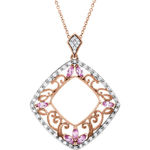 Pendant > Diamond > CTW > 1/Sapphire & 1 > Pink > Yellow > 14kt