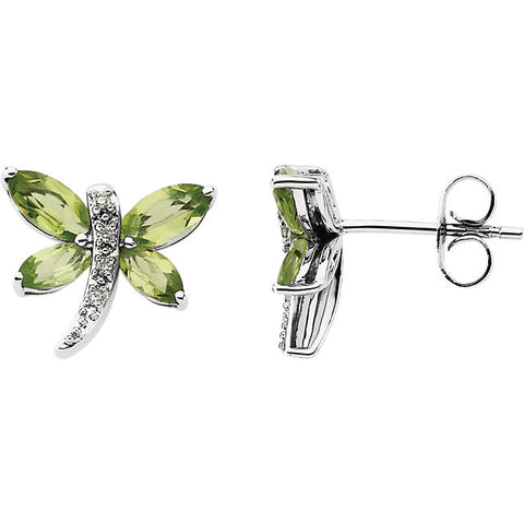 Earrings > Diamond > .04 CTW > & > Peridot