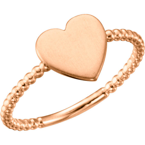Ring > Beaded > Engravable > Heart
