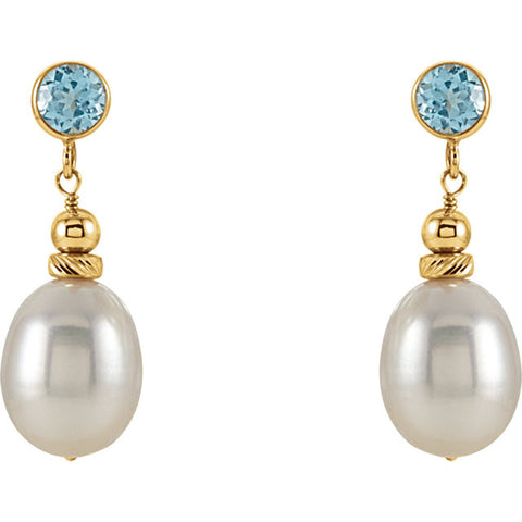 Earrings > Topaz > Blue > Pearl & Swiss > Freshwater