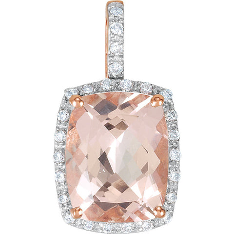 Pendant > Morganite & Diamond > Genuine