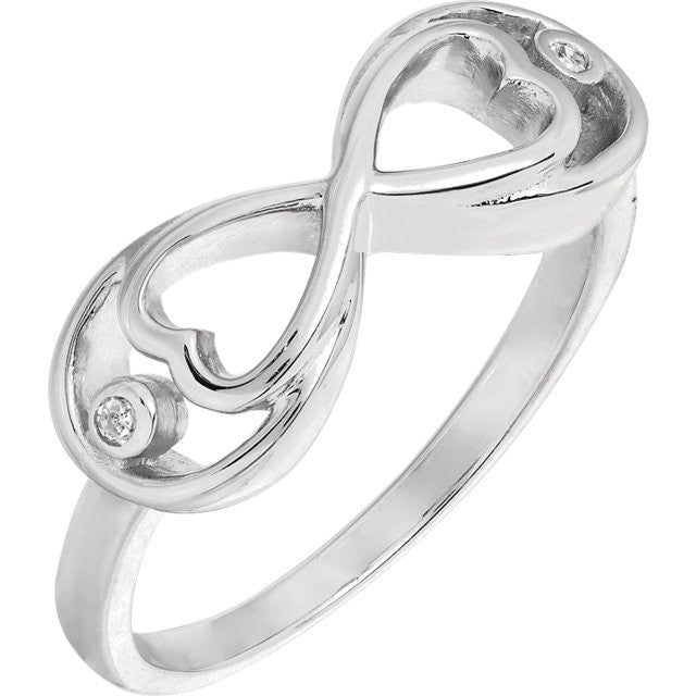 Ring > Diamond > .025 CTW > Center > Plated > Rose > with > Silver > Sterling
