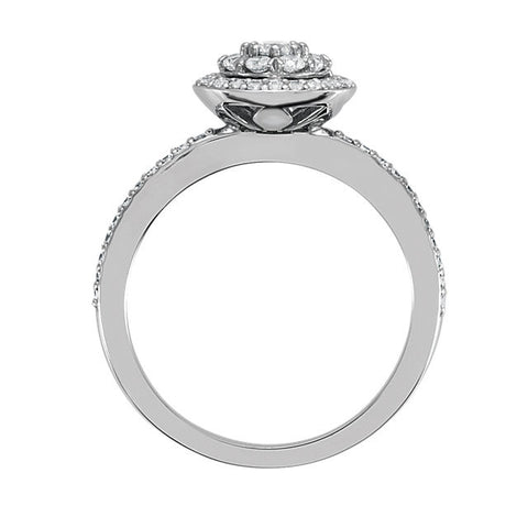 Ring > Engagement > Cluster > Halo-Styled > Zirconia > Cubic > 3.Diamond & 3 > 3/8 CTW