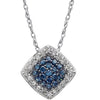 Necklace > 18" > Cluster > Diamond > Blue & White > 1/6 CTW