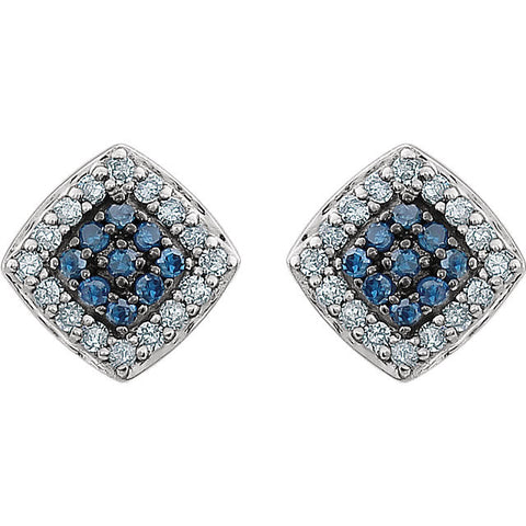 Earrings > Cluster > Diamond > Blue & White > 1/5 CTW