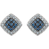 Earrings > Cluster > Diamond > Blue & White > 1/5 CTW