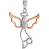 Vermeil > Gold > Rose > with > Pendant > Angel > Diamond > 29x17.8mm