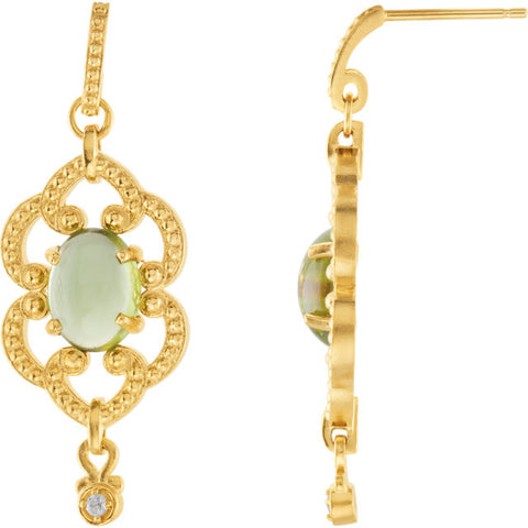 Earrings > Diamond > .03 CTW > & > Peridot