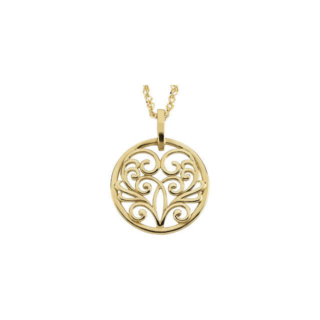 Chain > Cable > 18" > an > on > Pendant > Filigree > Circular