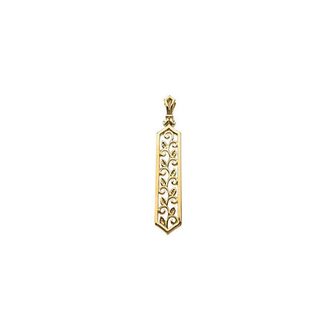 Pendant > Vertical > Filigree > Design > Scroll & Leaf