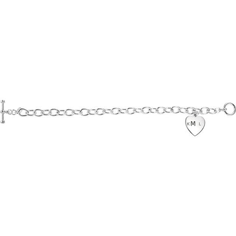 Charm > Clasp & Heart > Toggle > with > Bracelet > Cable > 7mm